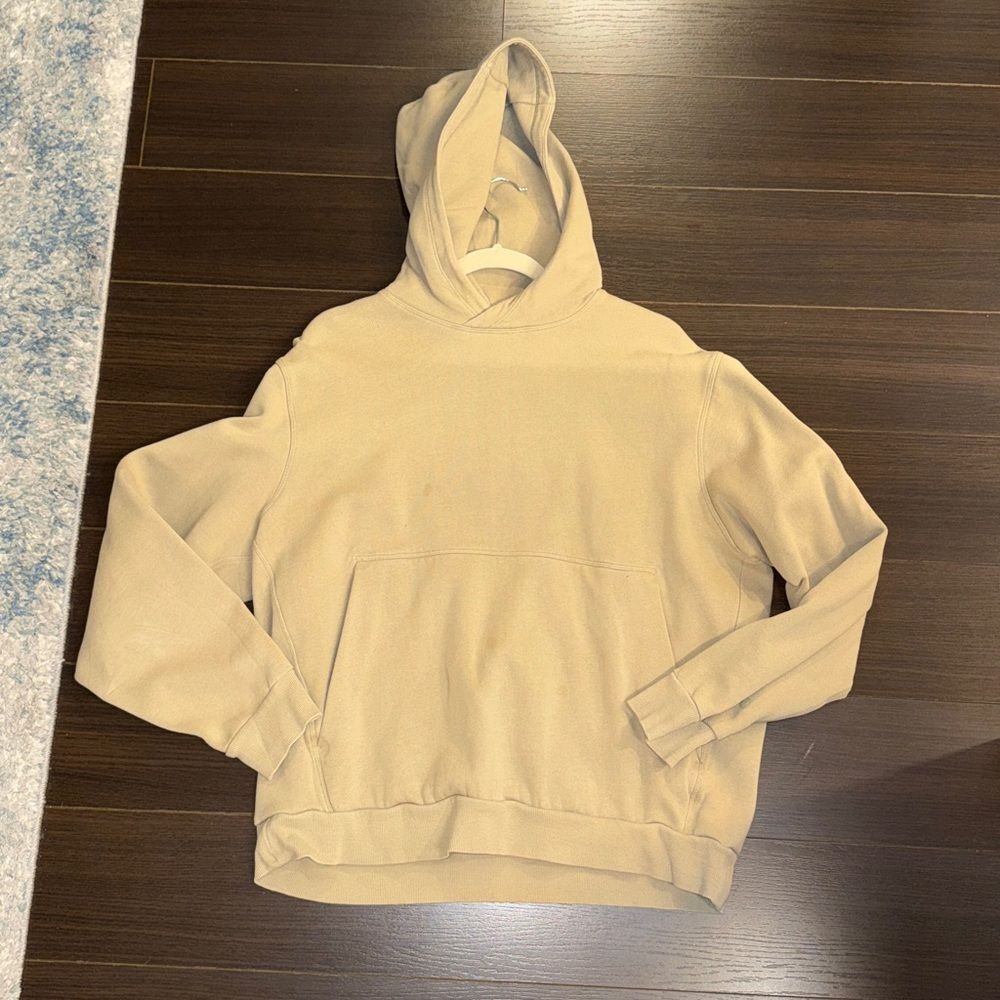 LULULEMON Men's Steady State Beige Hooded Pullover Sweatshirt - Picture 2 of 5